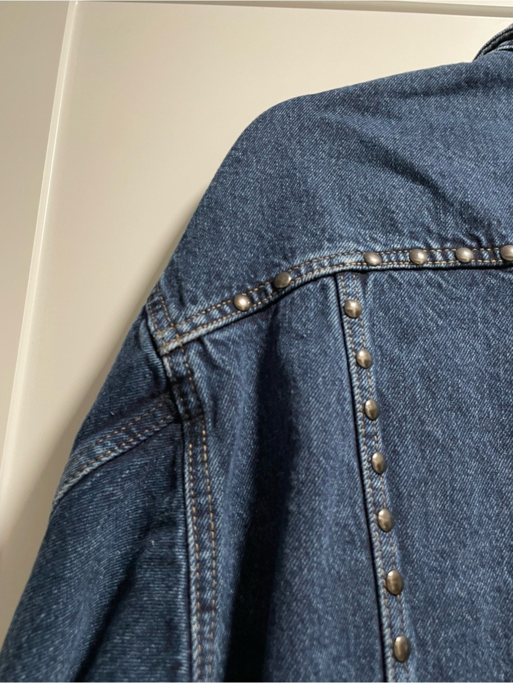 Pilcro The Weston Denim Boyfriend Jacket Studded Medium Dark Wash *Imperfect* - Picture 8 of 11
